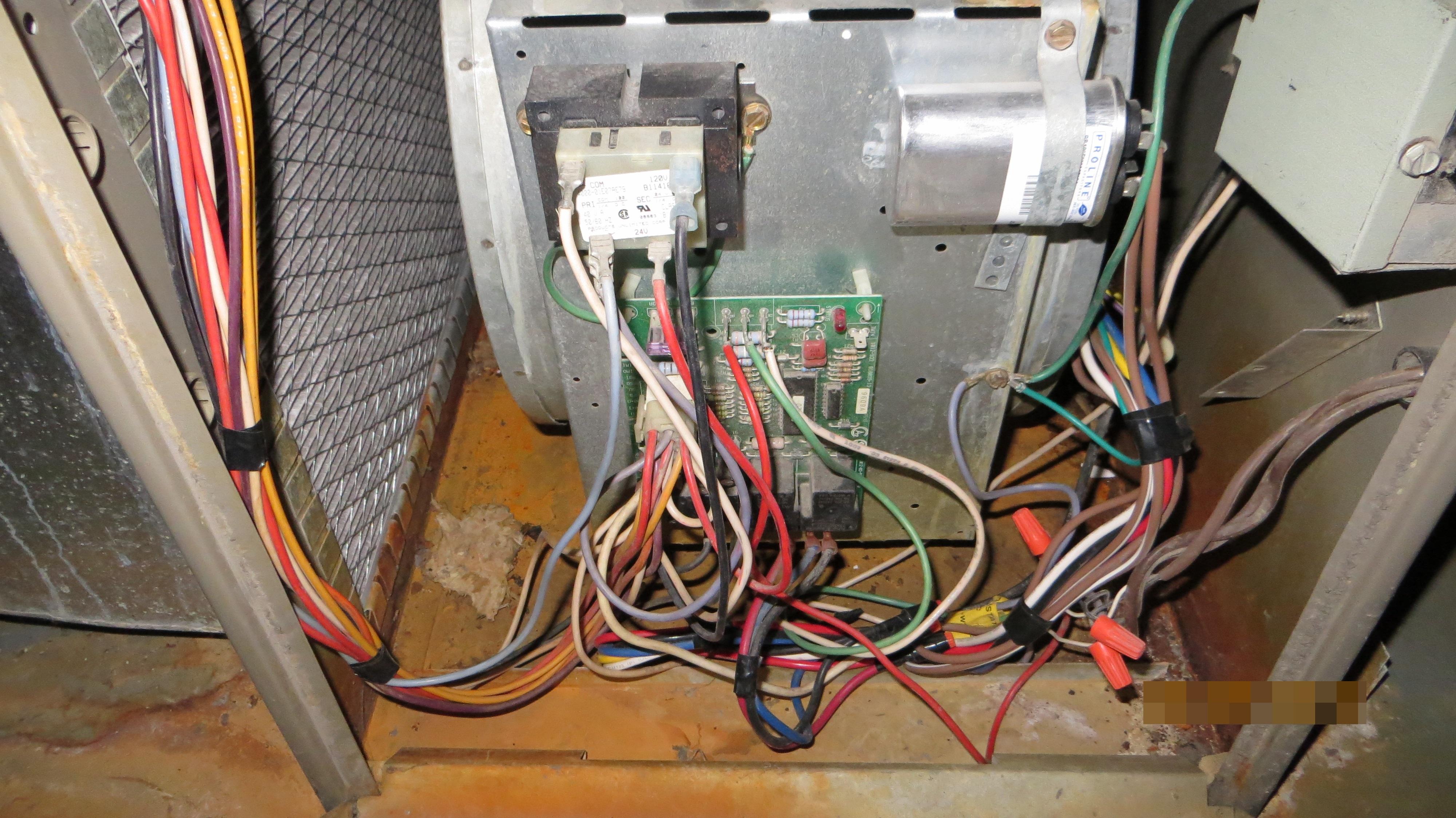Water damages in furnace control panel